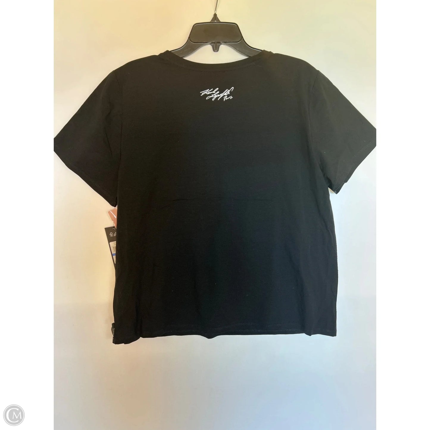 Top Short Sleeve Designer By Karl Lagerfeld In Black, Size: Xl