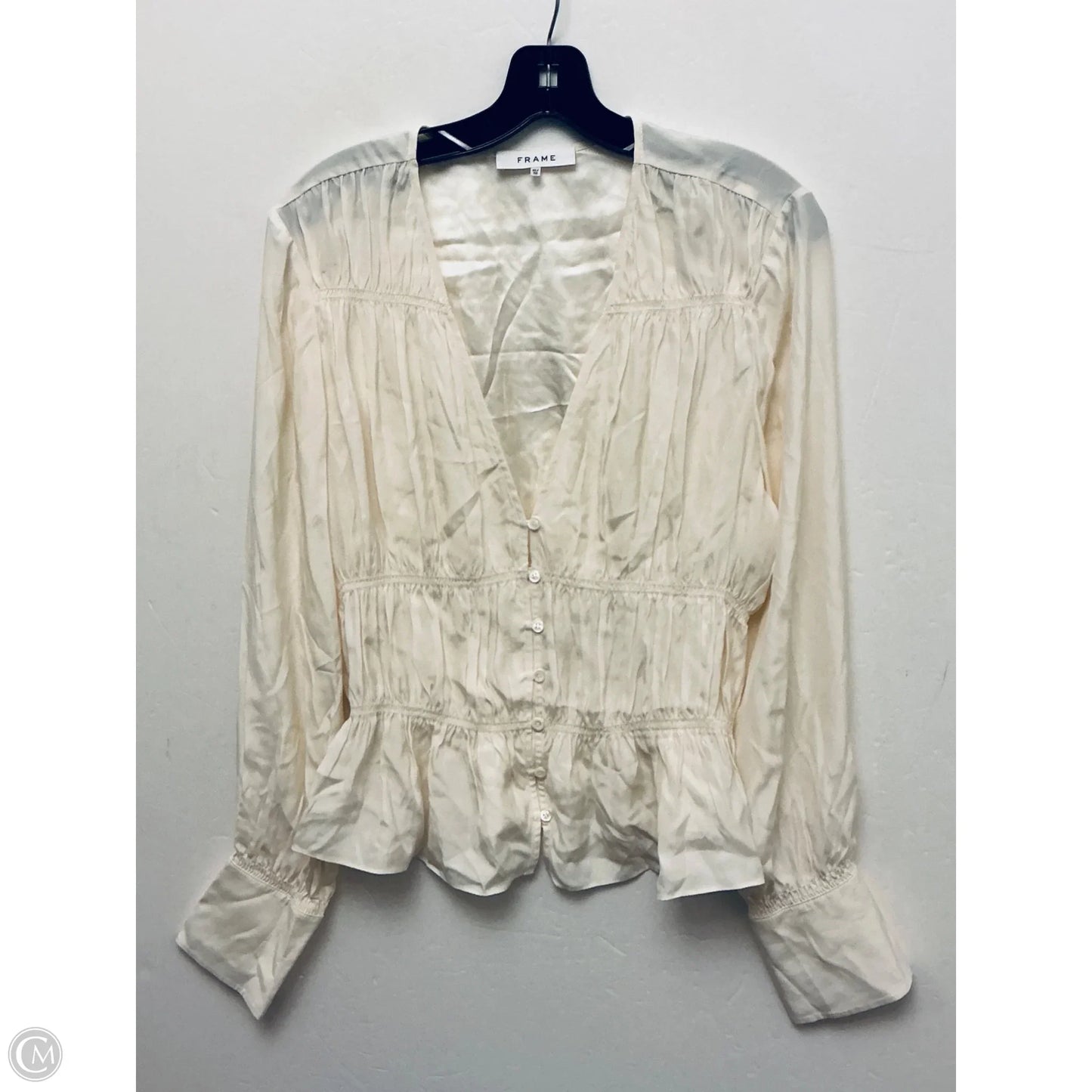 Top Long Sleeve By Frame In Ivory, Size: Xl