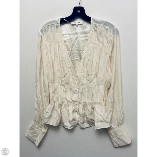 Top Long Sleeve By Frame In Ivory, Size: Xl