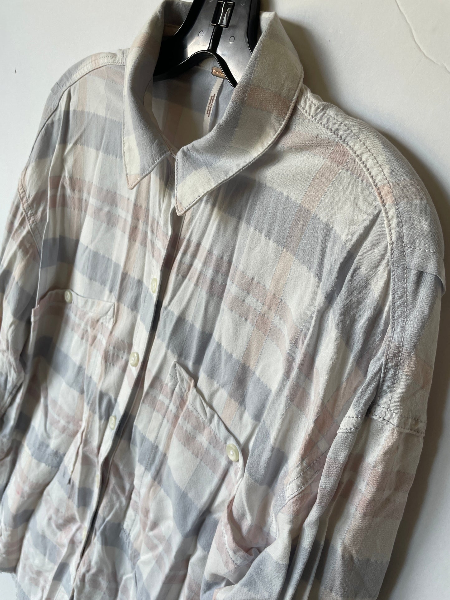 Plaid Pattern Top Long Sleeve Free People, Size S