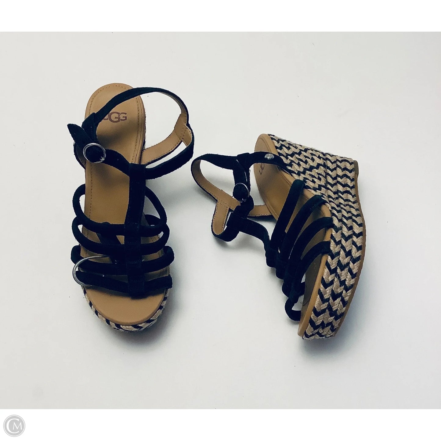 Sandals Designer By Ugg In Black & Tan, Size: 7
