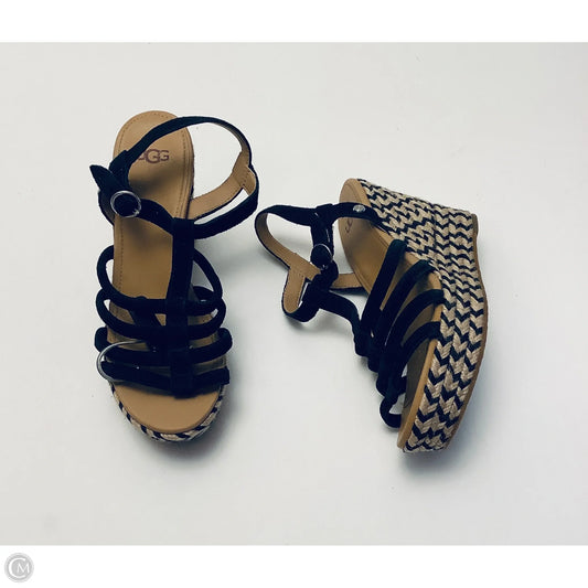 Sandals Designer By Ugg In Black & Tan, Size: 7