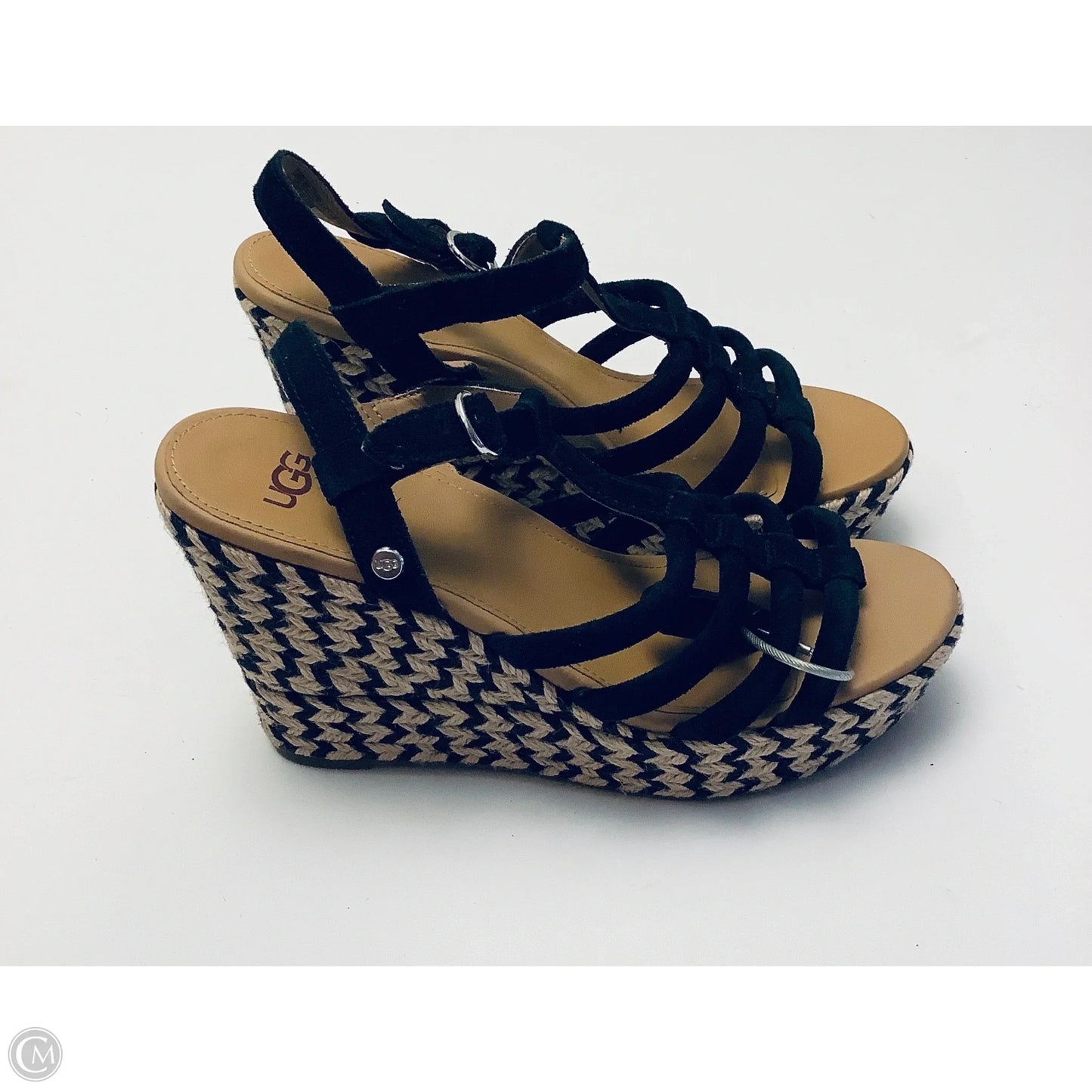 Sandals Designer By Ugg In Black & Tan, Size: 7