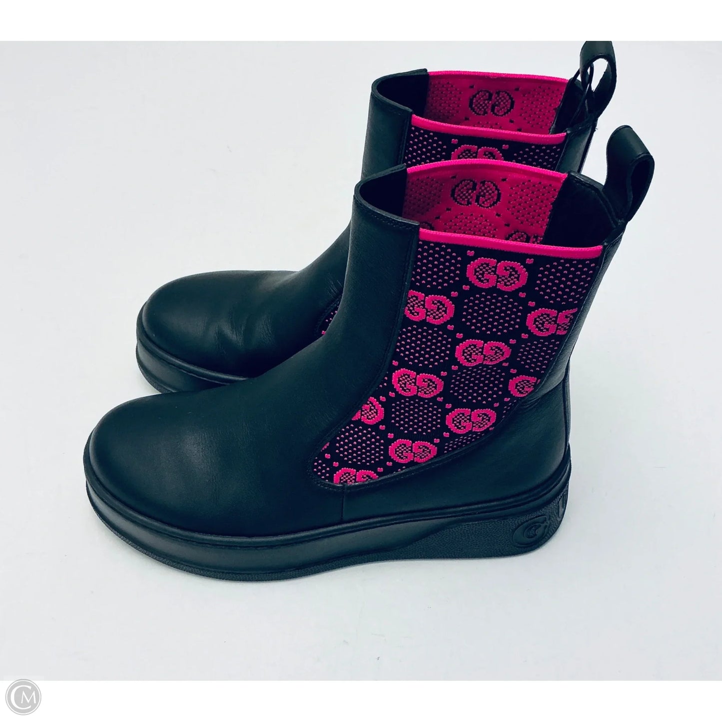 Boots Luxury Designer By Gucci In Black & Pink