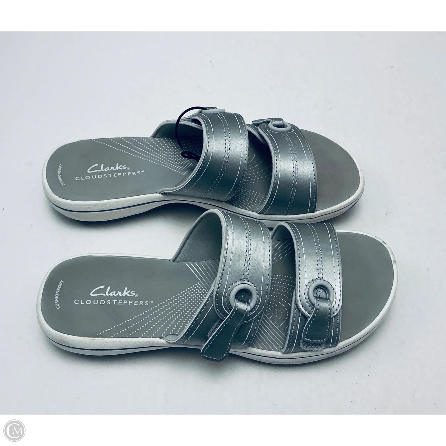 Sandals Flats By Clarks In Silver, Size: 7