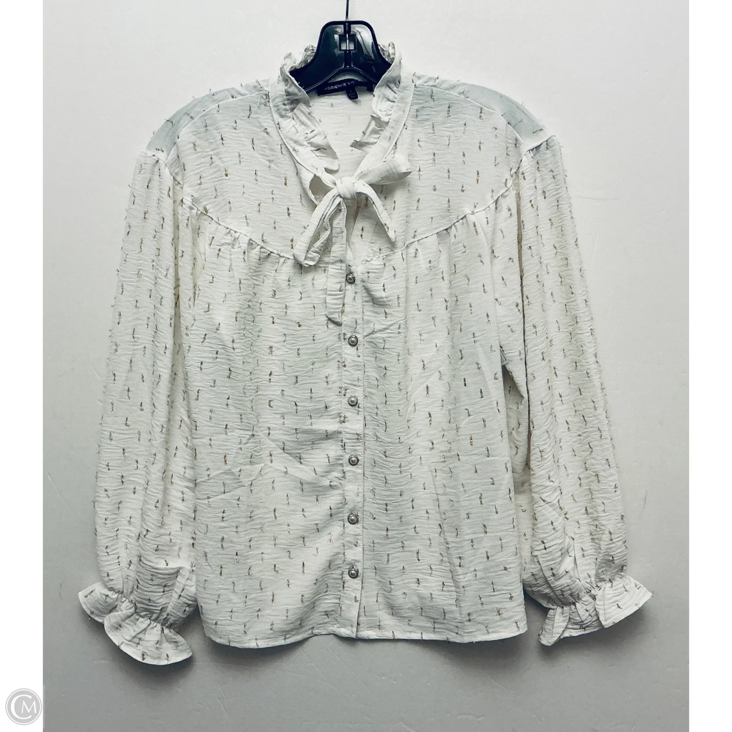 Top Long Sleeve By Adrienne Vittadini In White, Size: S