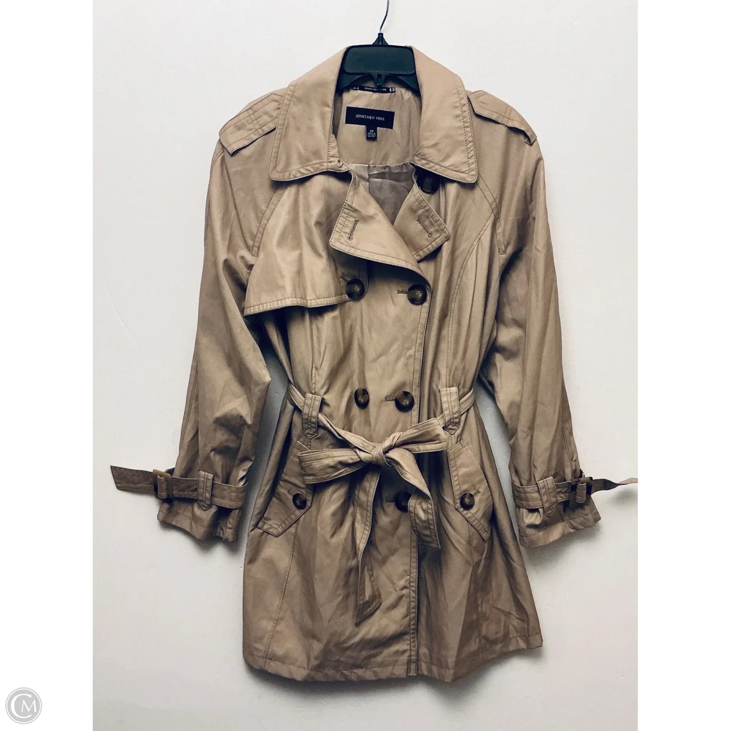 Coat Trench Coat By Jones New York In Tan, Size: 2x