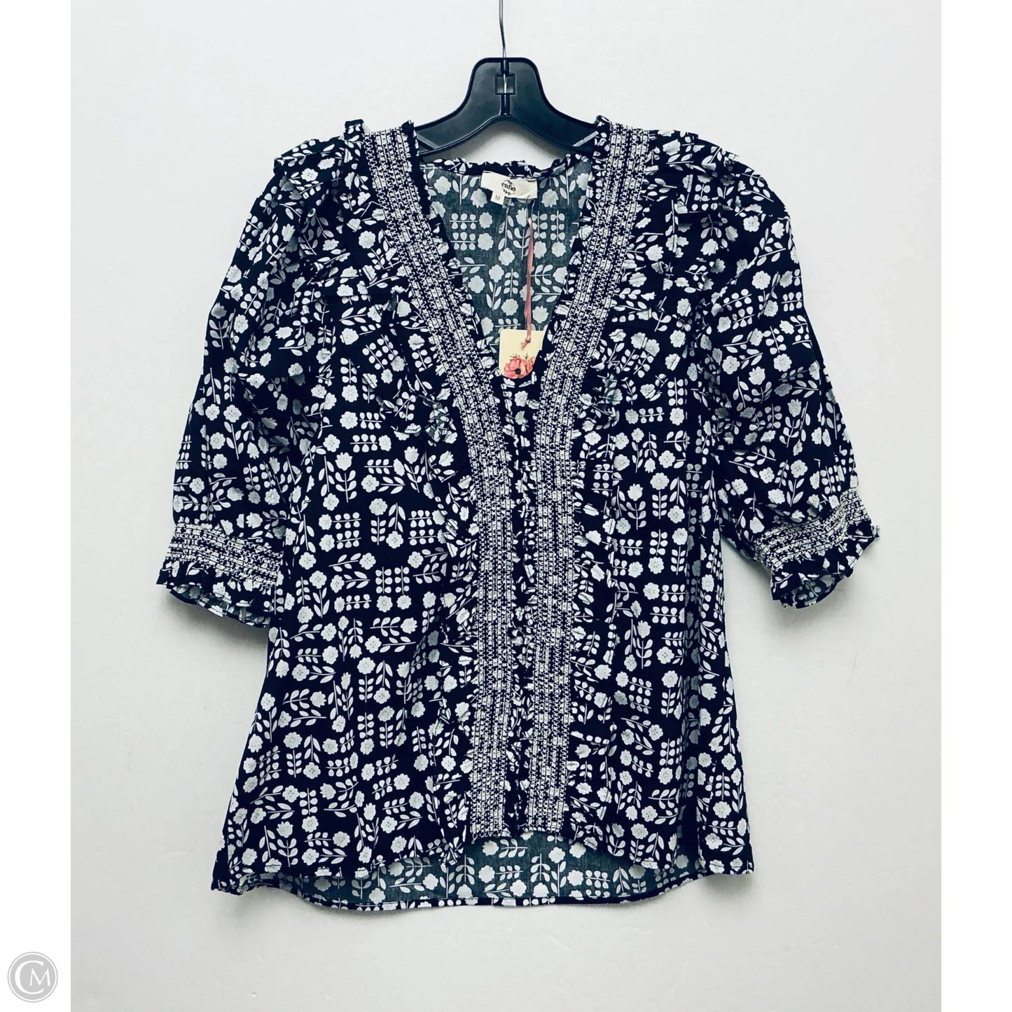 Top Short Sleeve By Entro In Black & White, Size: M