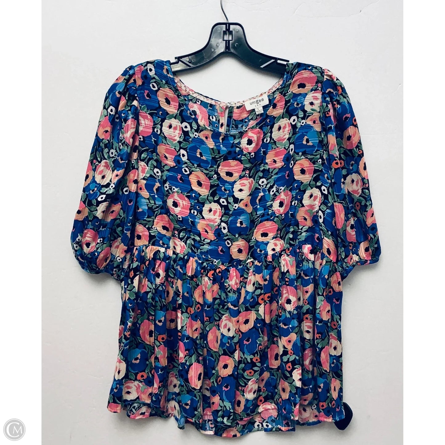 Top Short Sleeve By Umgee In Blue, Size: L