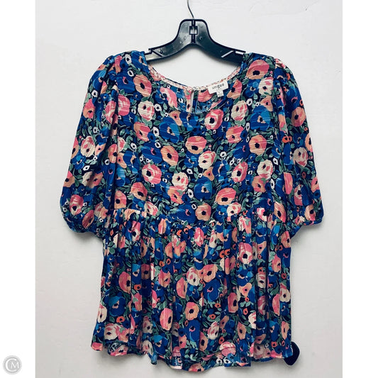 Top Short Sleeve By Umgee In Blue, Size: L