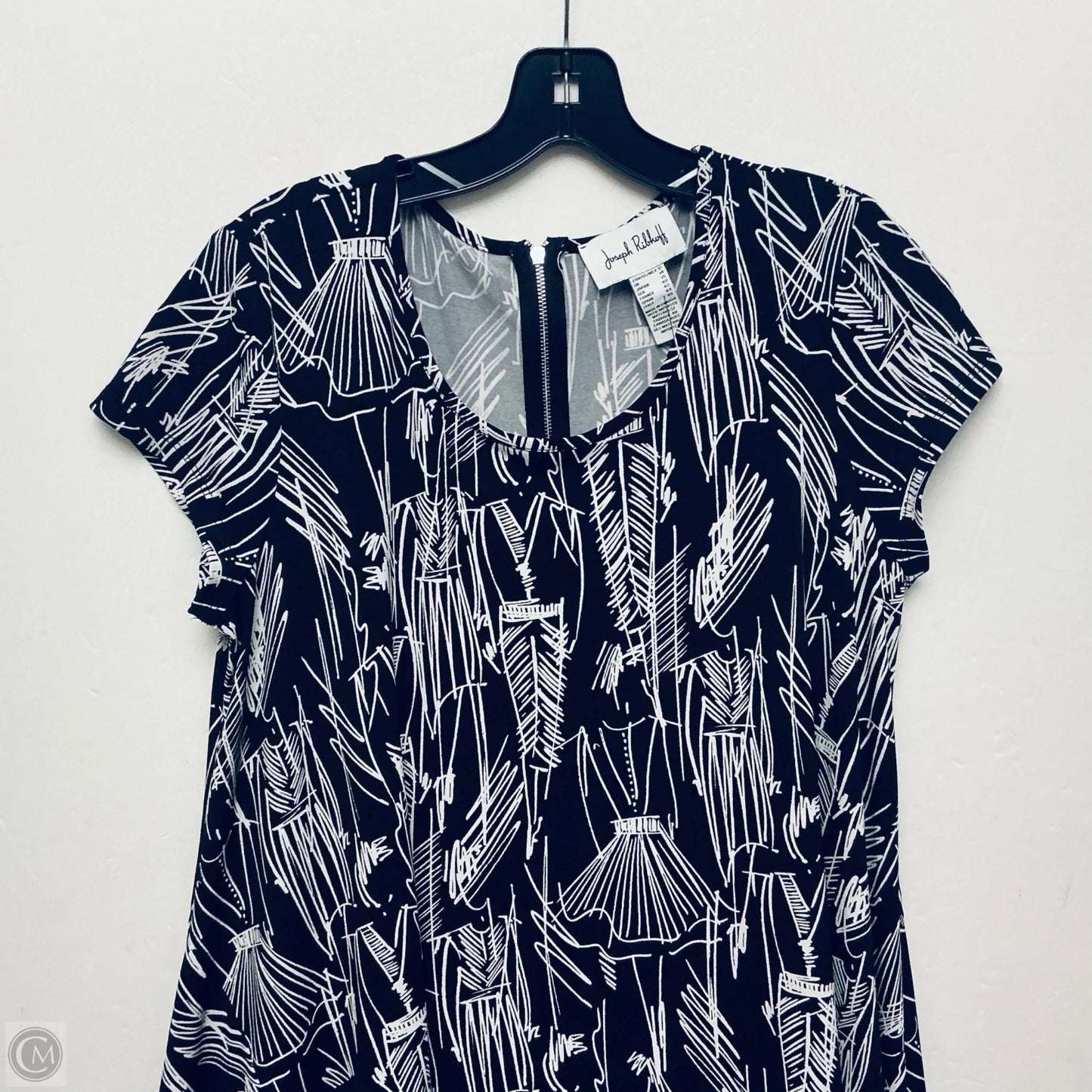 Dress Casual Midi By Joseph Ribkoff In Black & White, Size: L