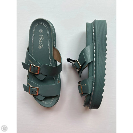 Sandals Heels Platform By Pink Lily In Teal, Size: 9