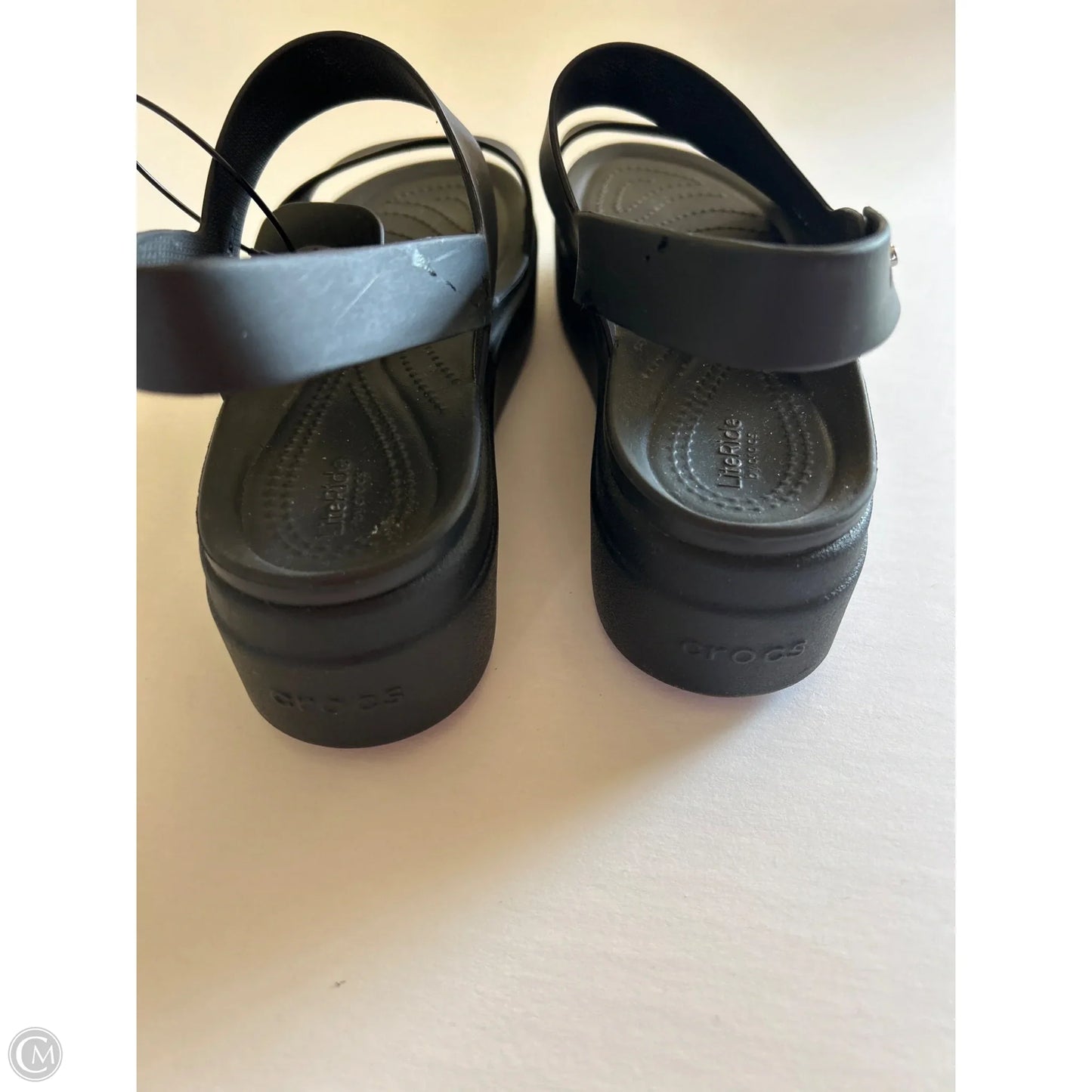 Sandals Heels Stiletto By Crocs In Black, Size: 9