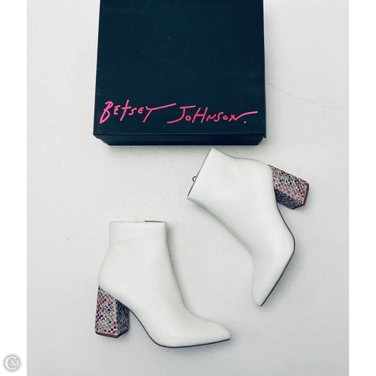Boots Ankle Heels By Betsey Johnson In White, Size: 8