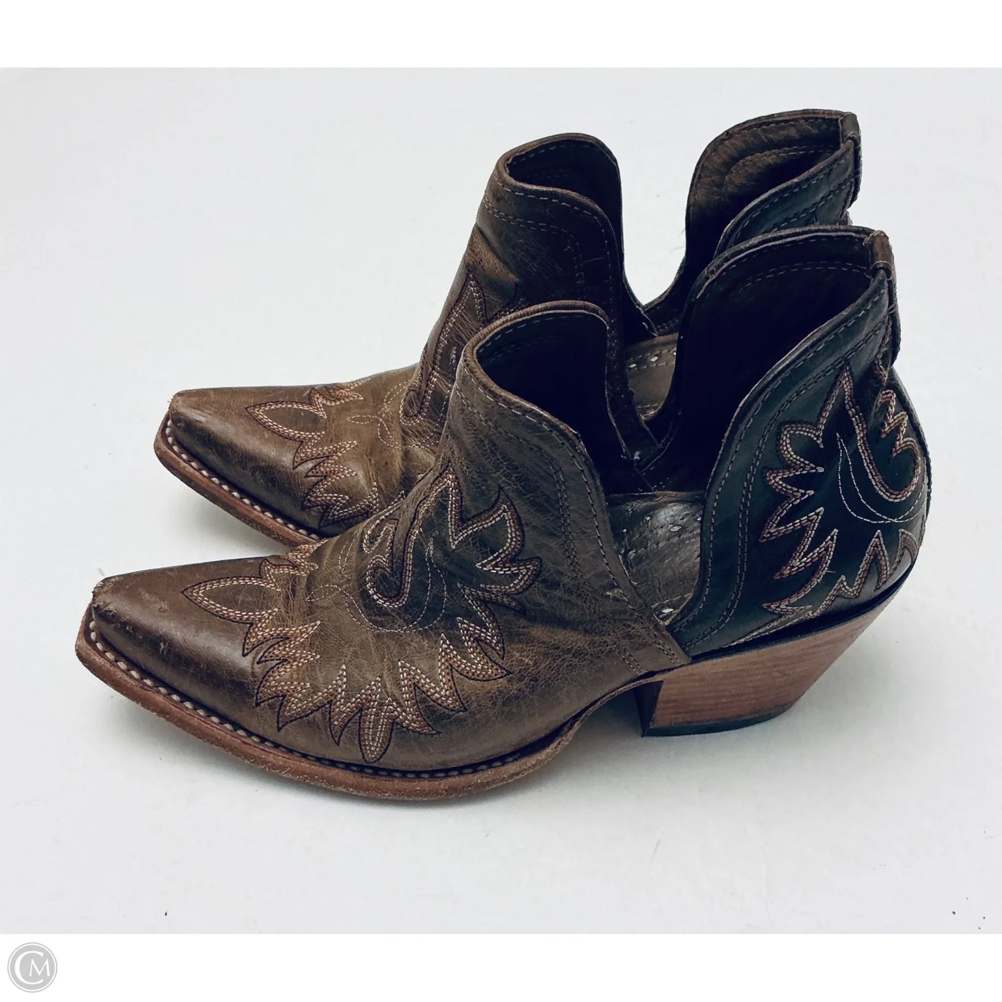 Boots Ankle Heels By Ariat In Brown, Size: 8.5