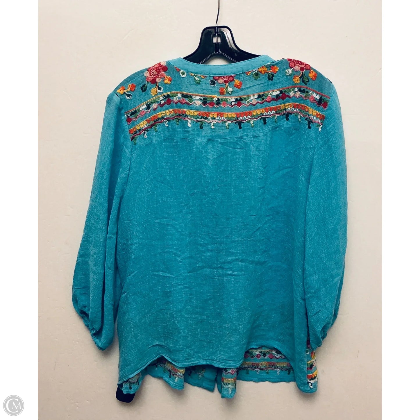 Top Long Sleeve By Figuero & Flower In Blue, Size: L