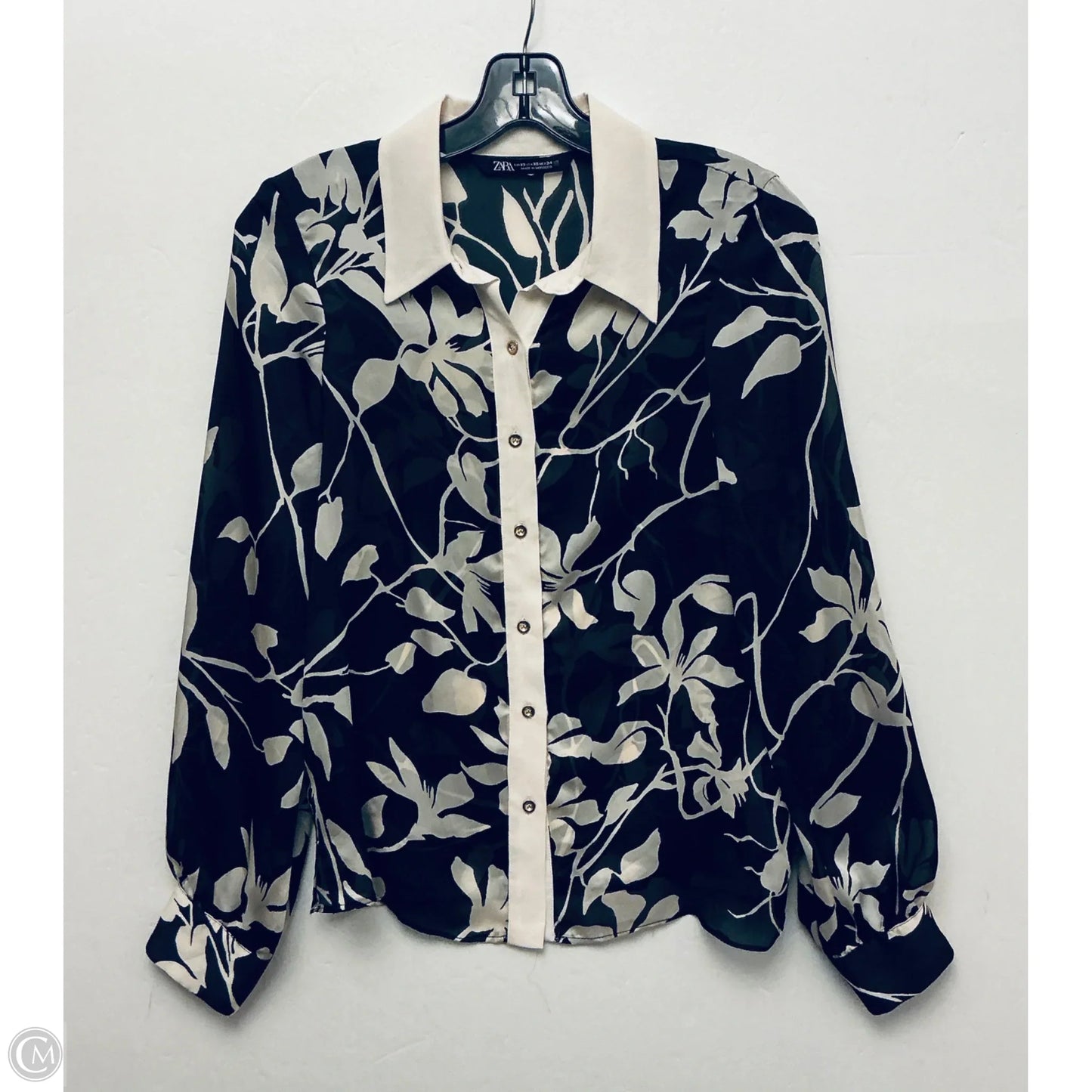 Top Long Sleeve By Zara In Black & White, Size: Xs