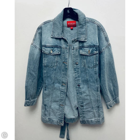 Jacket Denim By Guess In Blue Denim, Size: S