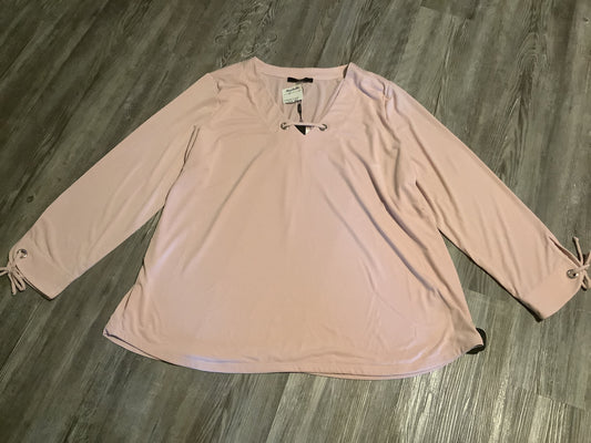 Top Long Sleeve By Tahari By Arthur Levine In Pink, Size: 1x