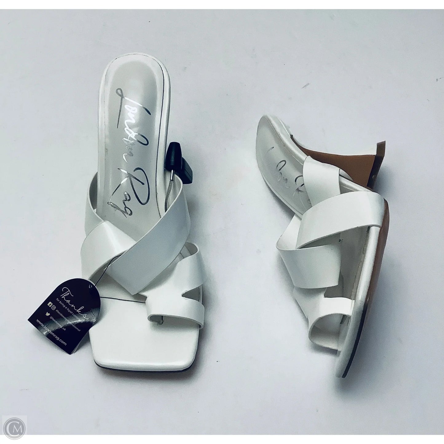 Sandals Heels Kitten By Clothes Mentor In White, Size: 9.5