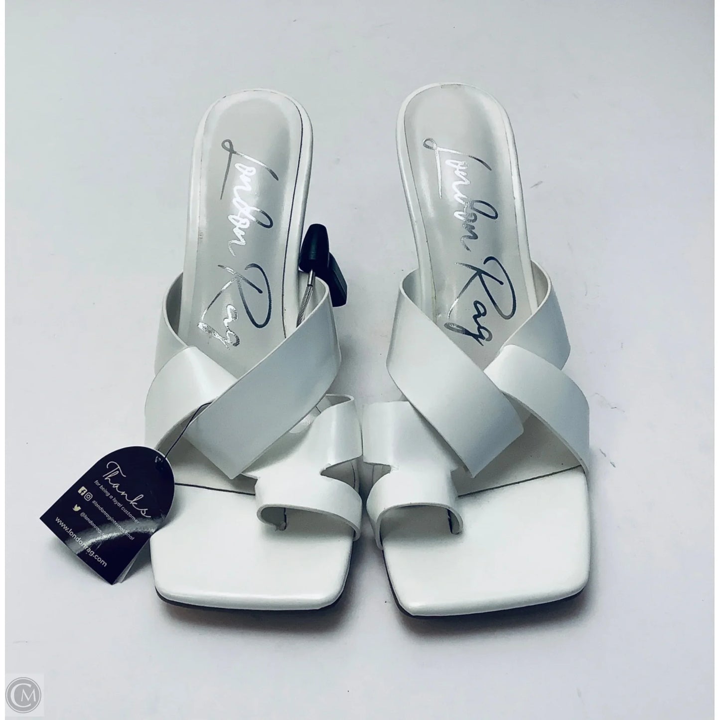Sandals Heels Kitten By Clothes Mentor In White, Size: 9.5