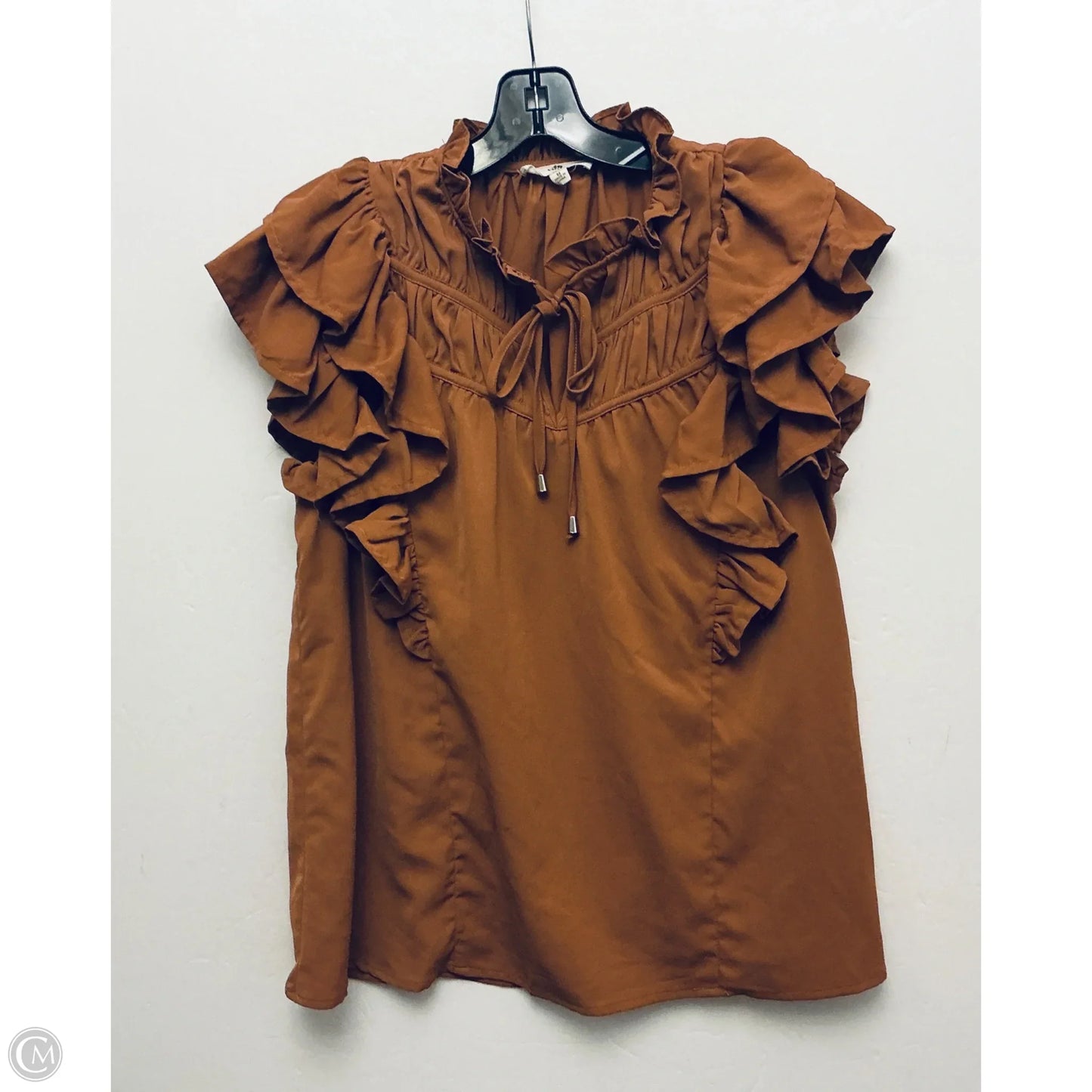 Top Short Sleeve By Entro In Brown, Size: M