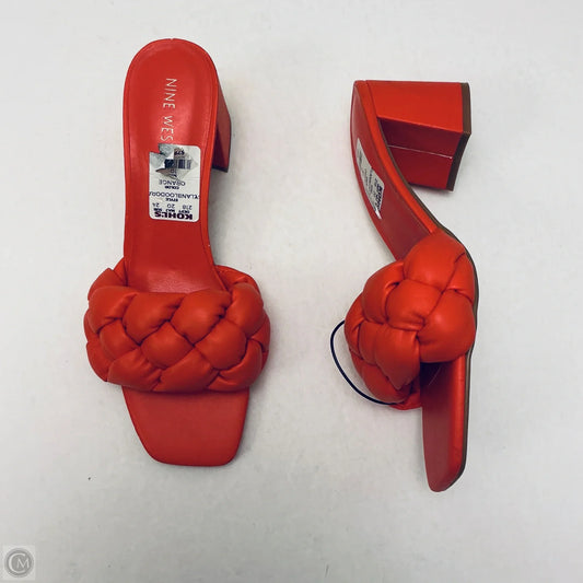Sandals Heels Block By Nine West In Red, Size: 10