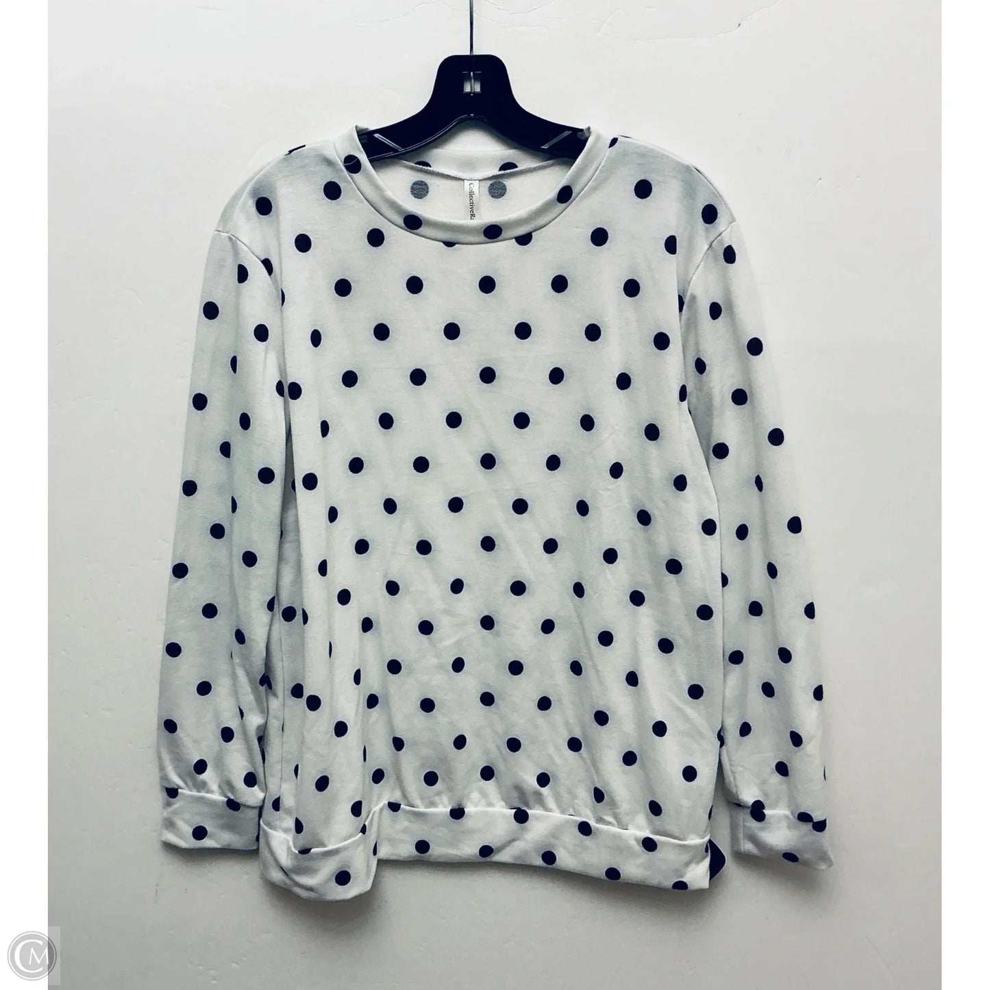 Top Long Sleeve Basic By Clothes Mentor In Polkadot Pattern, Size: L