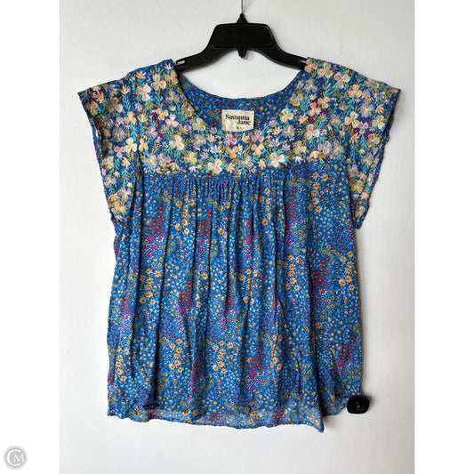 Top Short Sleeve By Savanna Jane In Floral Print, Size: 1x