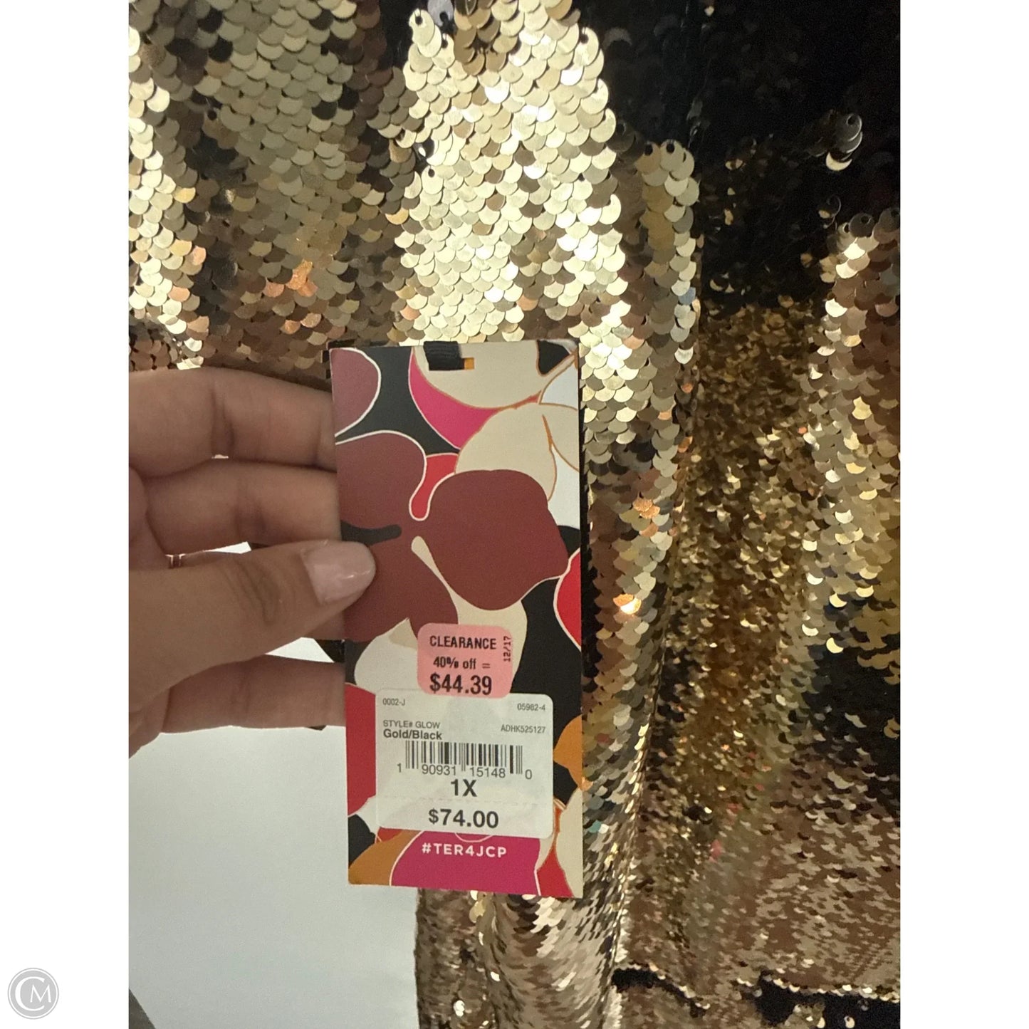 Dress Party Midi By Clothes Mentor In Black & Gold, Size: 1x