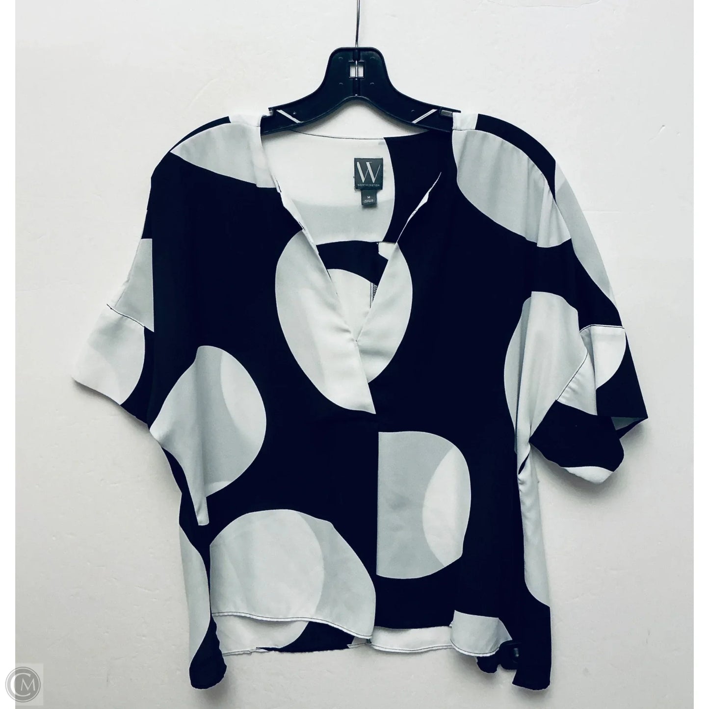 Top Short Sleeve By Worthington In Black & White, Size: M
