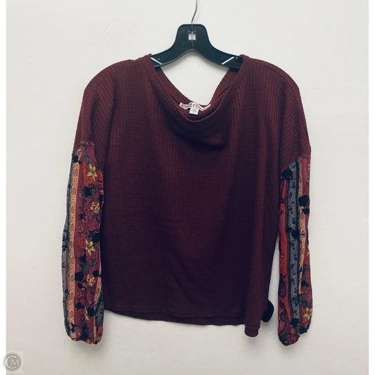 Top Long Sleeve Basic By Clothes Mentor In Maroon, Size: M