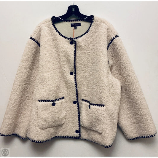 Jacket Faux Fur & Sherpa By Skies Are Blue In Cream, Size: 3x