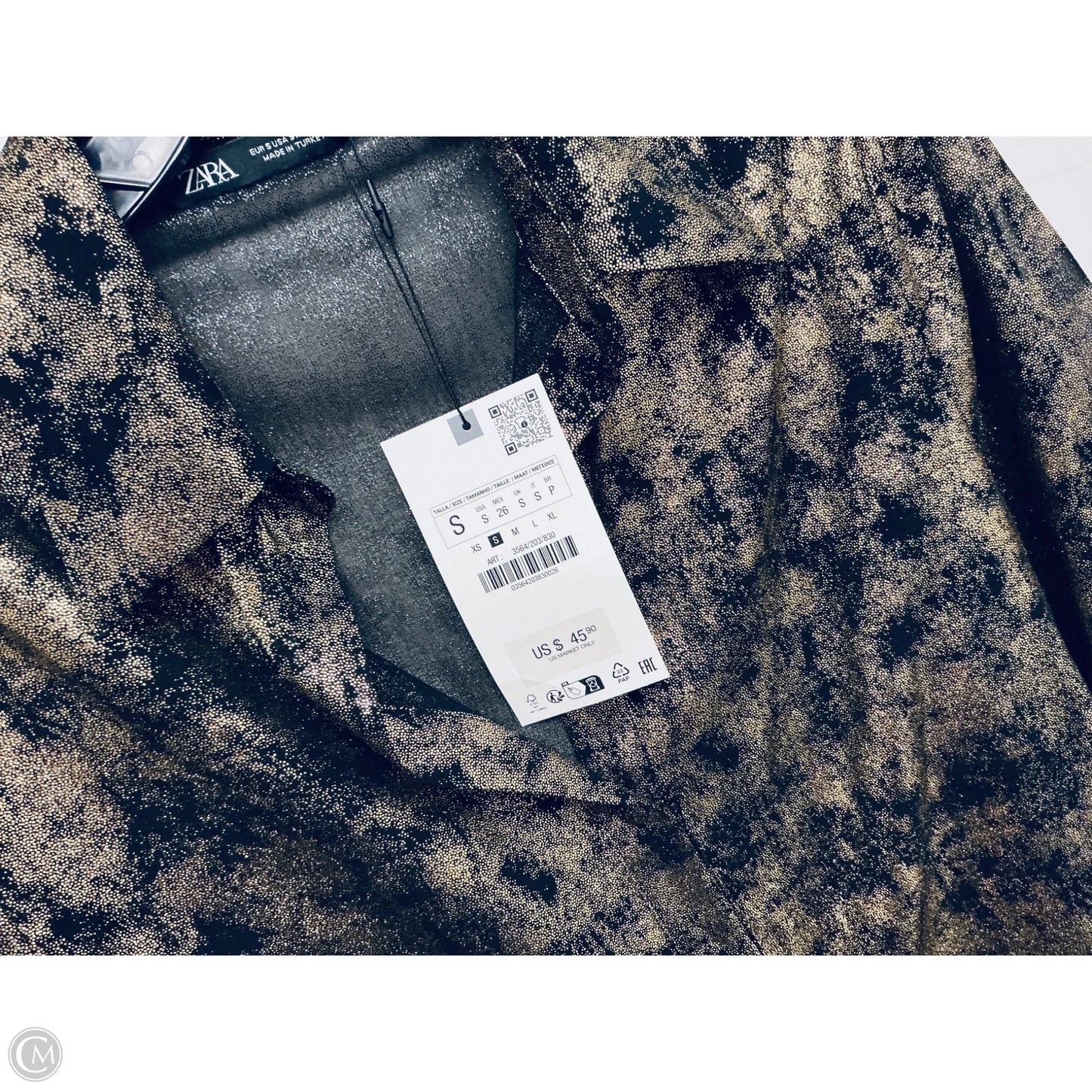 Top Long Sleeve By Zara In Gold, Size: S
