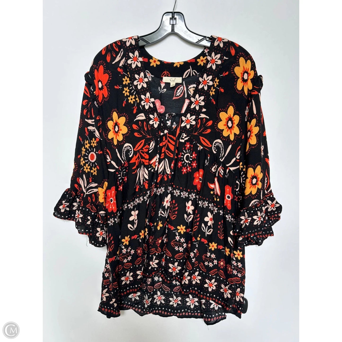 Top Long Sleeve By Easel In Black, Size: S