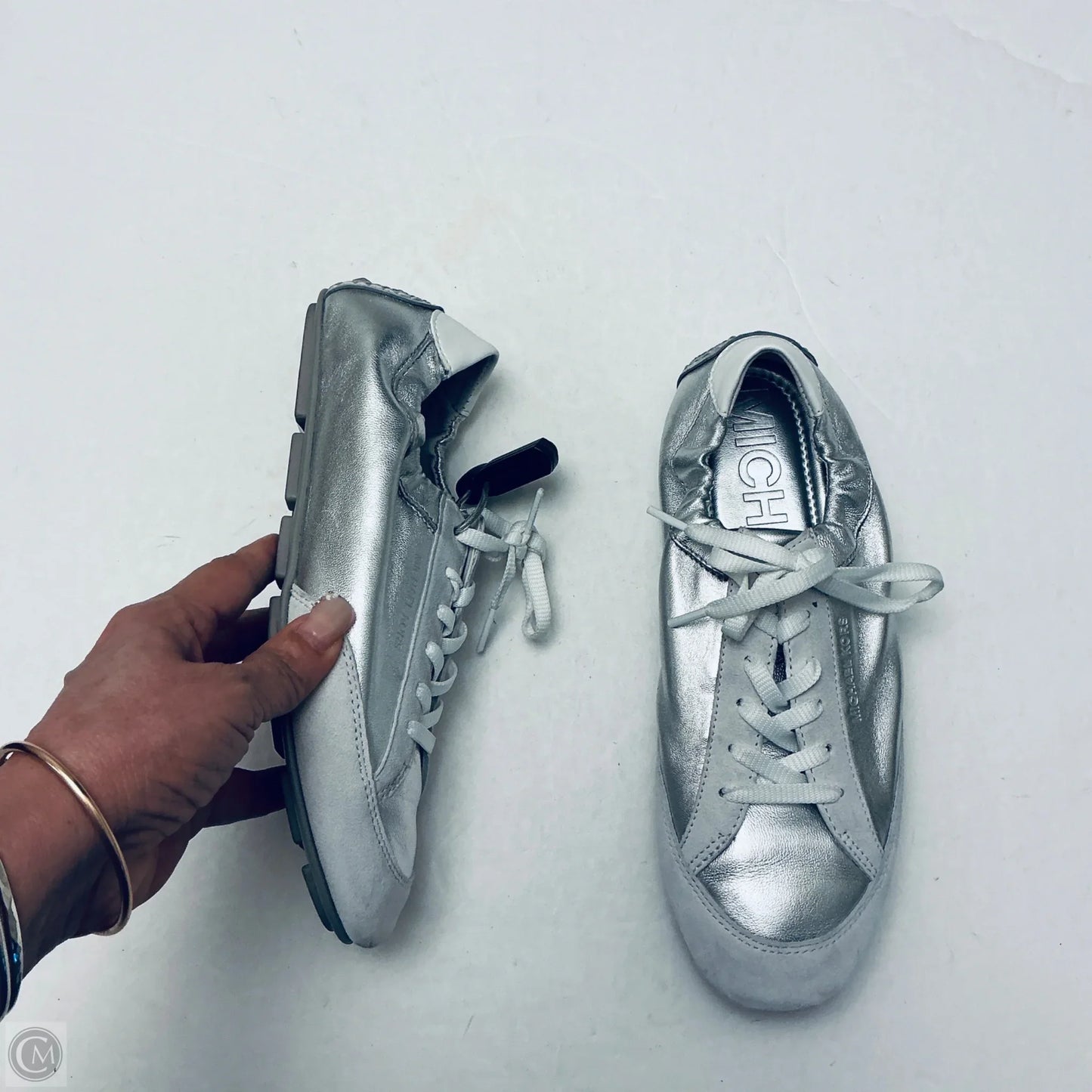 Shoes Designer By Michael Kors In Silver, Size: 7