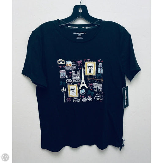Top Short Sleeve Designer By Karl Lagerfeld In Black, Size: M
