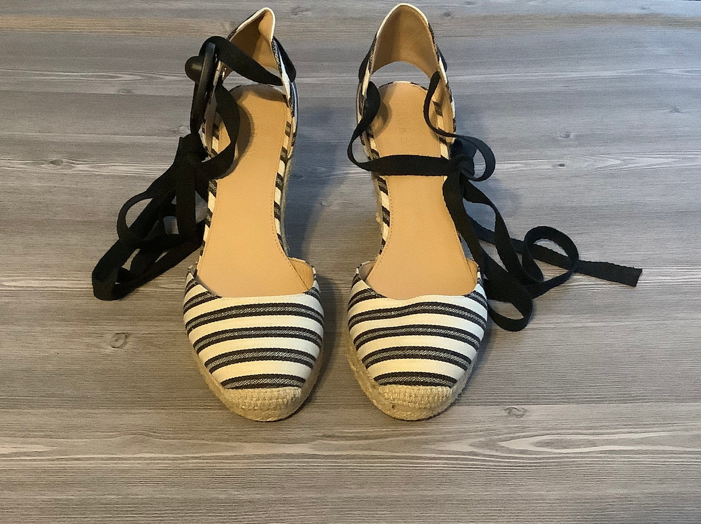 Blue & Cream Sandals Heels Wedge J. Crew, Size 8.5