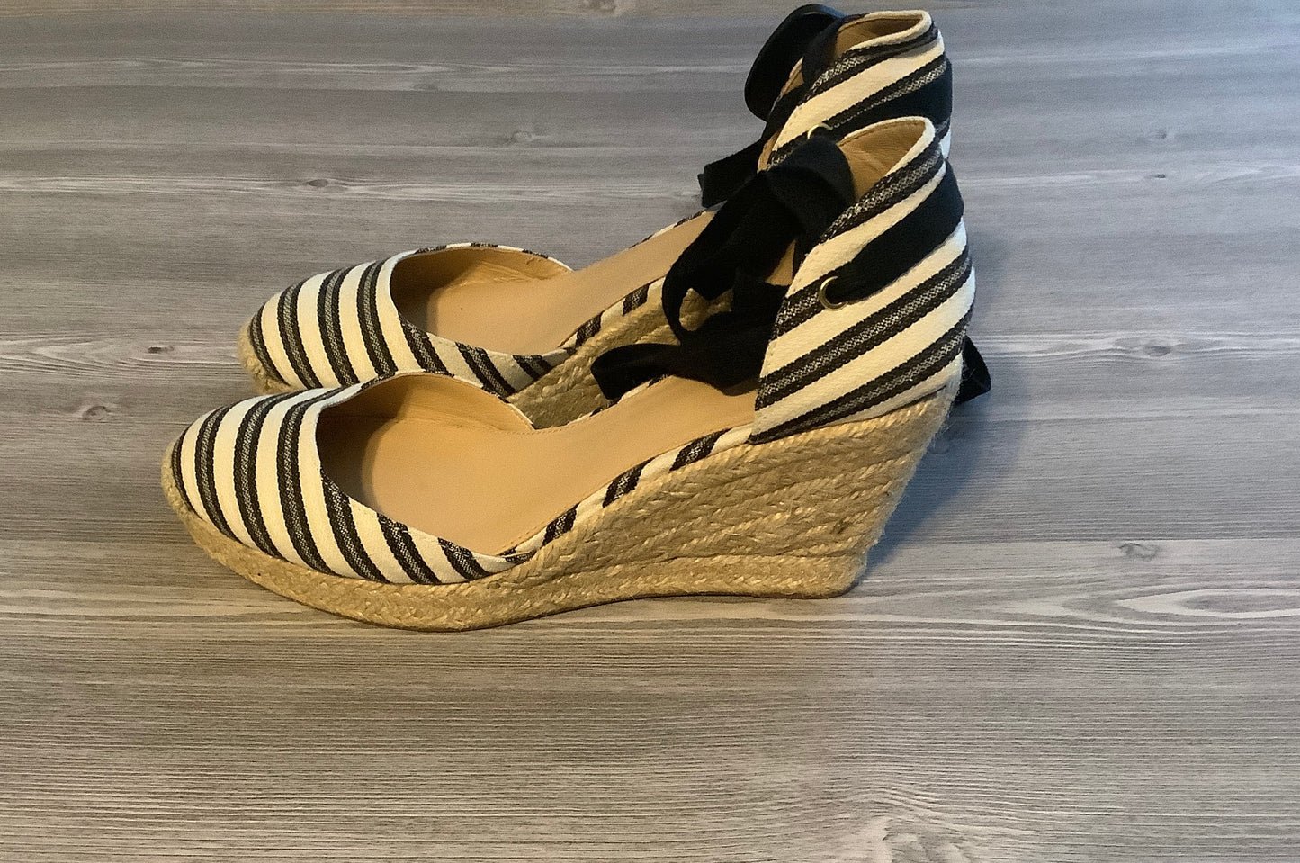 Blue & Cream Sandals Heels Wedge J. Crew, Size 8.5