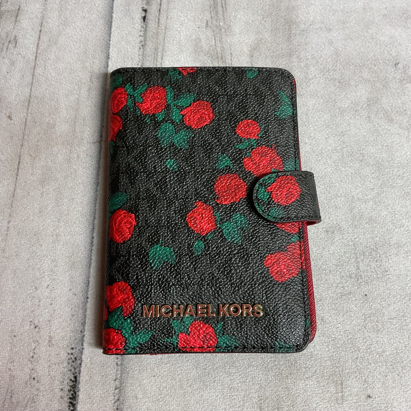 Wallet Designer By Michael Kors In Black & Red, Size:Small