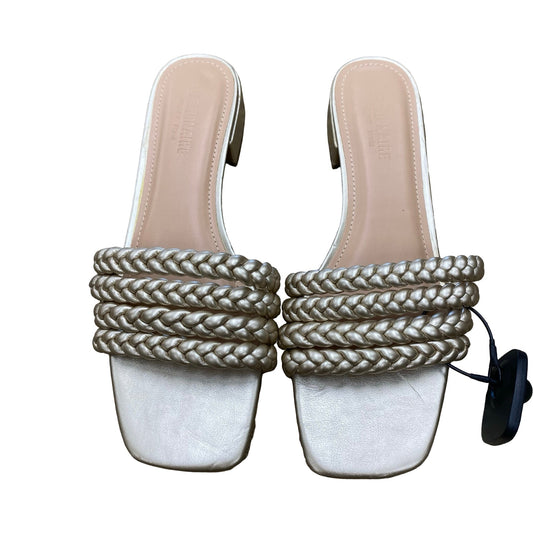 Sandals Heels Block By Cushionaire In Gold, Size:8.5