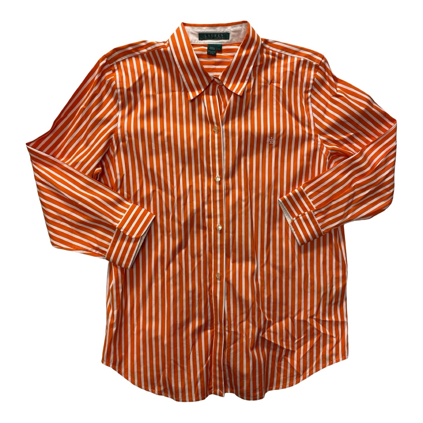 Top Ls By Lauren By Ralph Lauren In Orange & White, Size:L