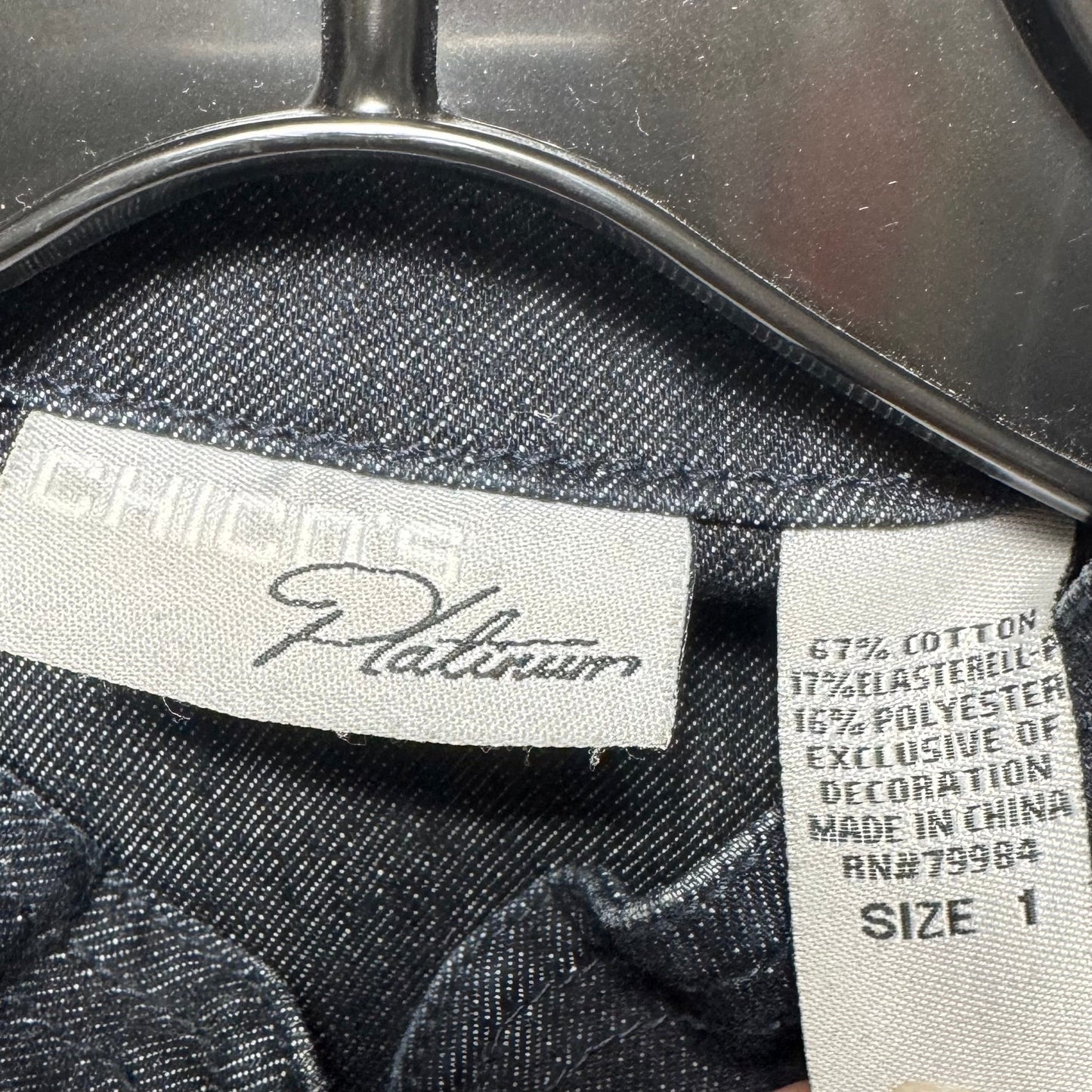 Jacket Denim By Chicos In Blue Denim, Size: 8