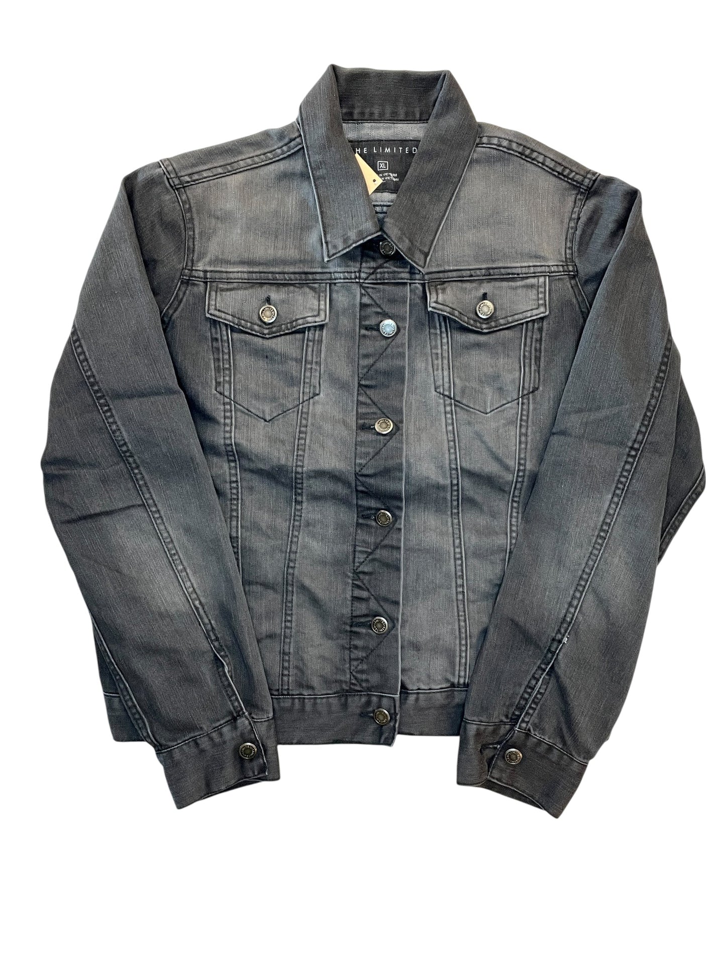 Jacket Denim By Limited In Grey Denim, Size:Xl