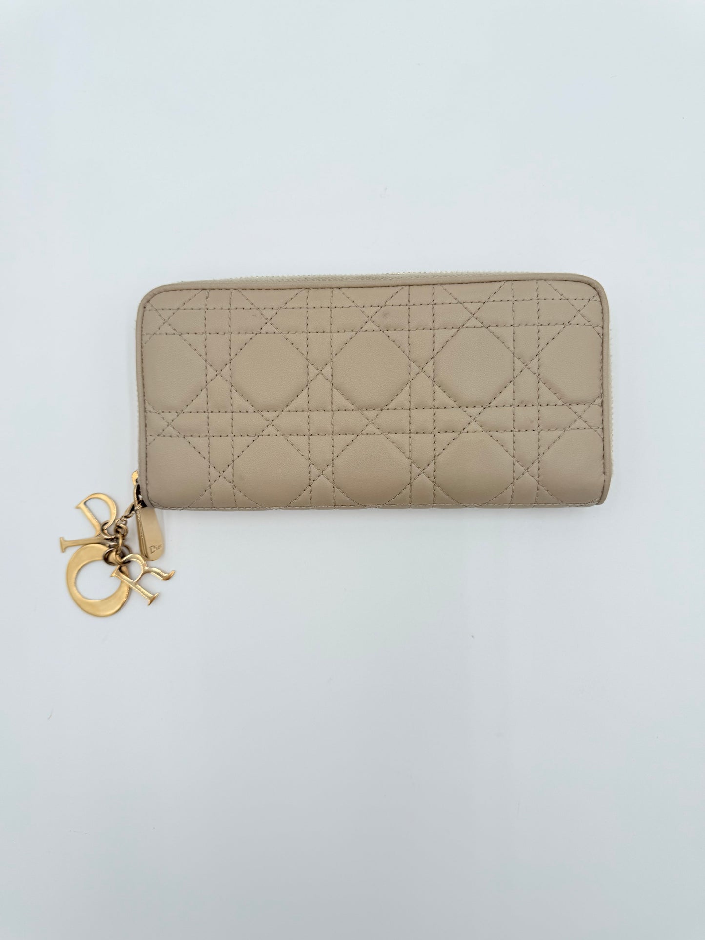 Wallet Luxury Designer By Dior In Taupe, Size:Large