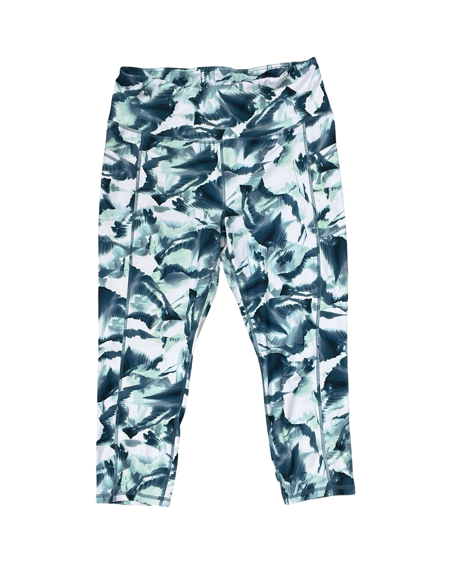 Athletic Capris By Gaiam In Green & White, Size:Xl