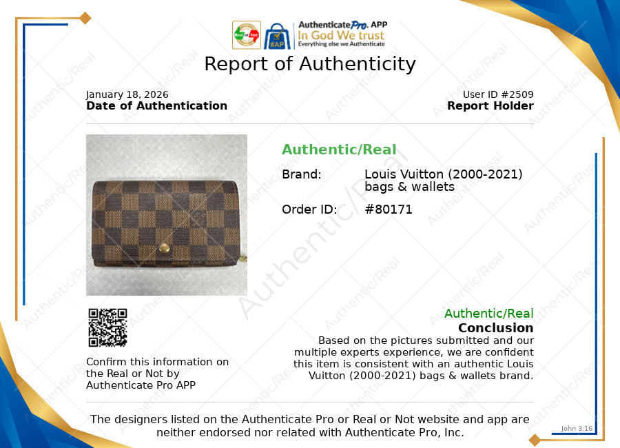 Damier Ebene Porte-Monnaie Tresor Wallet Luxury Designer By Louis Vuitton, Size: Large