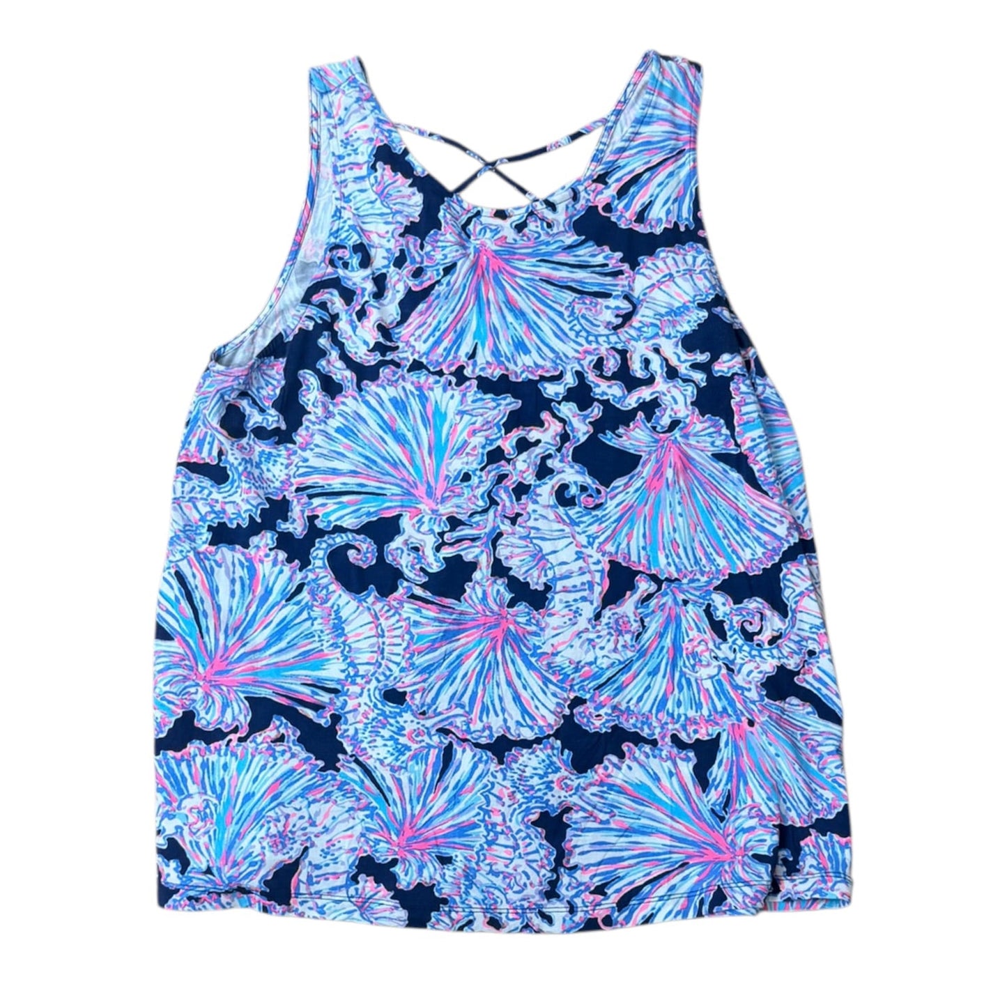 Top Sleeveless Designer By Lilly Pulitzer In Blue & Pink, Size:M