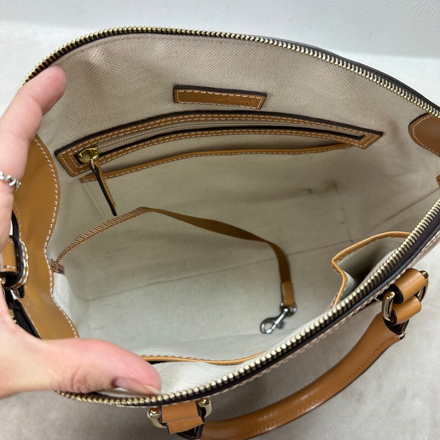 Domed Satchel Handbag Designer By Dooney And Bourke, Size: Medium