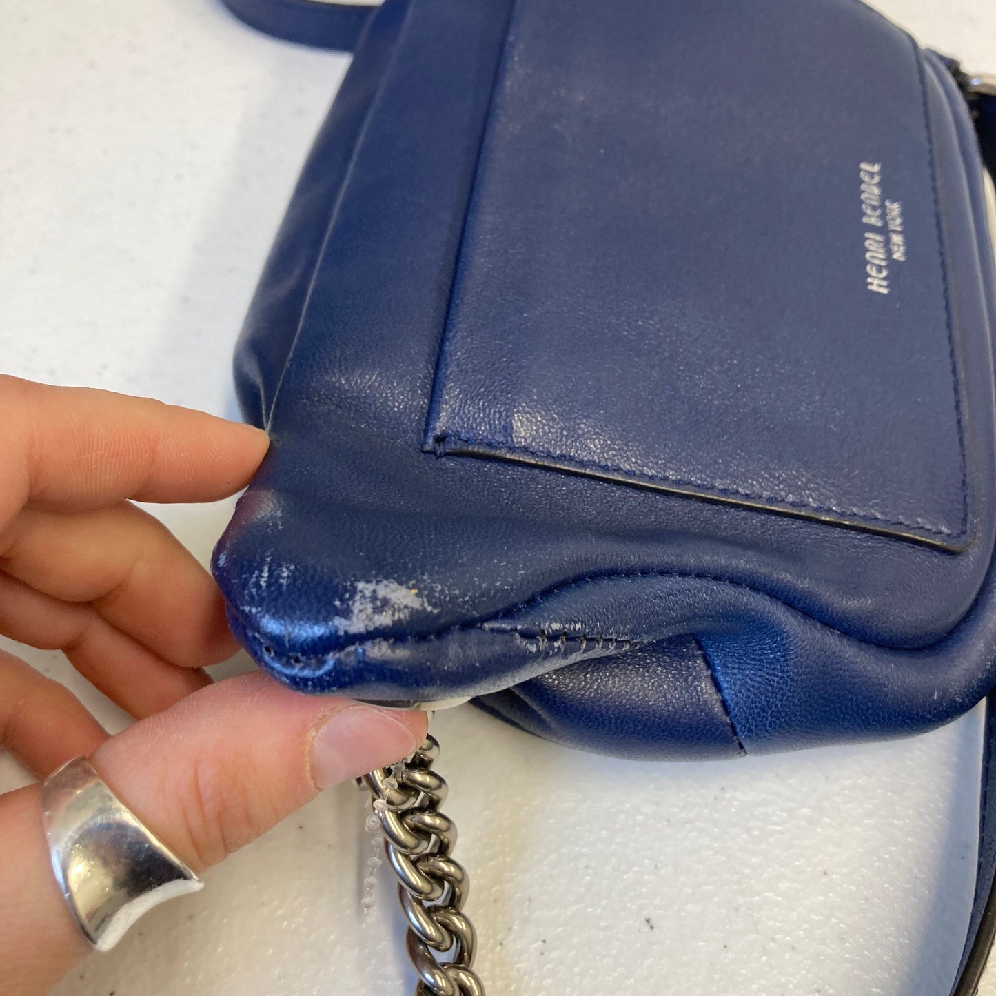 Belt Bag Leather By Henri Bendel In Blue, Size:Small